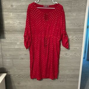 Alex and Parker BoHo style maroon dress with gold‎ polkadots size 2X
